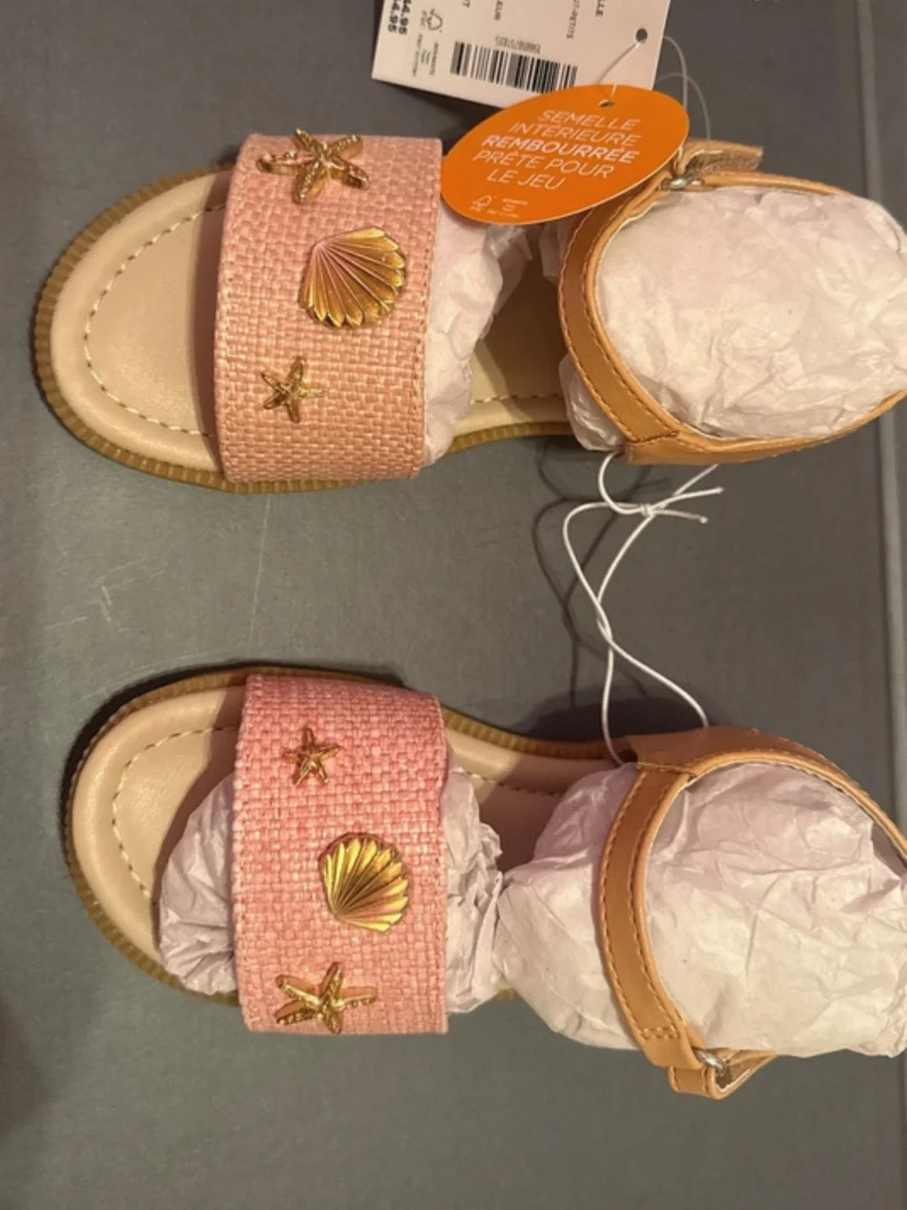 Gymboree Pink and Tan Shell-Accent Girls Sandals